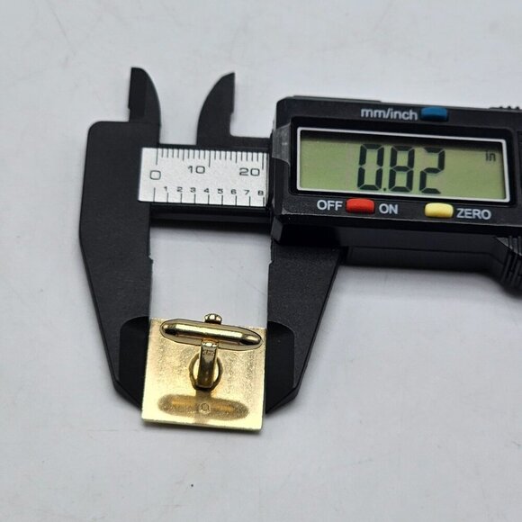 Vintage Gold Tone Orange Enamel Square Cufflinks with Bell Mark - Picture 6 of 6